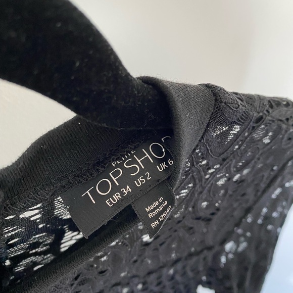 Topshop Petite Mixed Lace Velvet Midi Dress Size 2 Eur 34 - Picture 4 of 4